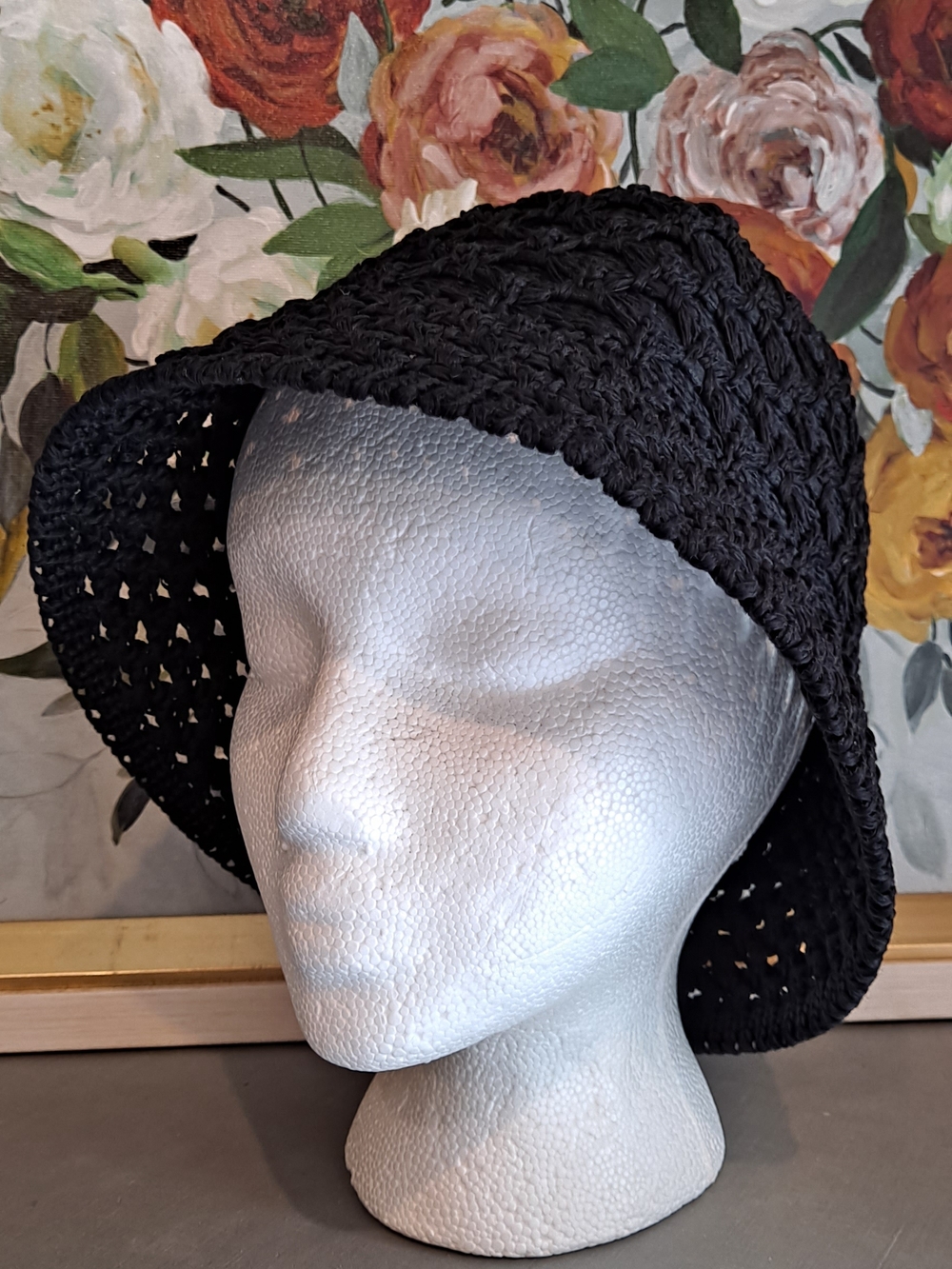 Papyrus Black Crochet Woven Bucket Hat - Women's Sun Hat